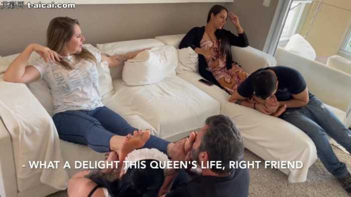 3公1母4条狗跪舔3位女王的6只原味脚!奴隶胆小如鼠，女王霸气狂笑! bf883