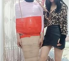 【露丝】胶带全包囚禁木乃伊/鞭打/丝袜+鞋塞嘴 JS240413-7